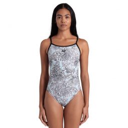 Arena Womens Lydia Jacoby White Floral Lace Back One Piece Swimsuit