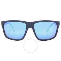 Green Mirrored Light Blue Square Mens Sunglasses