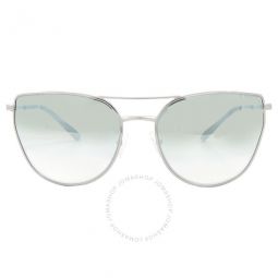Gradient Green Mirror Silver Cat Eye Ladies Sunglasses