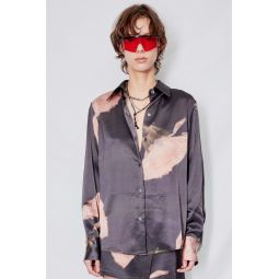 Floral Scan Print Acetate Long Sleeve Button Up - Floral Scan Print