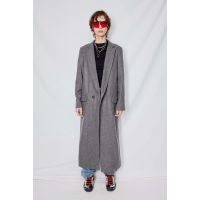 Grey Wool Long Collar Coat - Grey