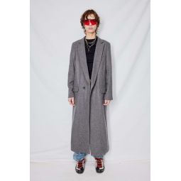 Grey Wool Long Collar Coat - Grey