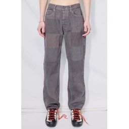 Five Pocket Jeans - Grey Patchwork Print Denim