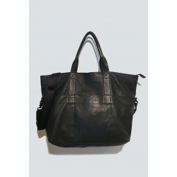 Unisex Assembly Leather Travel Tote - Black