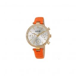Womens Leather Silver-tone Dial