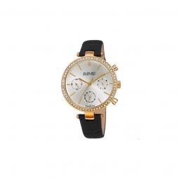 Womens Leather Silver-tone Dial