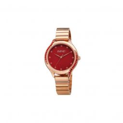 Womens Stainless Steel Red Dial