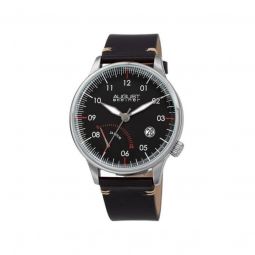 Mens Leather Black Dial
