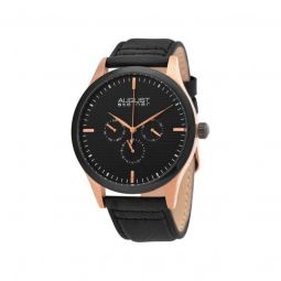 Mens Leather Black Dial