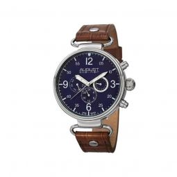 Mens Leather Blue Dial