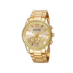 Mens Chronograph Stainless Steel Gold Tone Dial