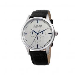 Mens Leather Silver-tone Dial