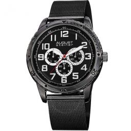 Multi-Function Black Dial Black Ion-plated Mens Watch