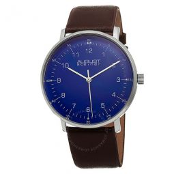 Blue Dial Brown Leather Mens Watch