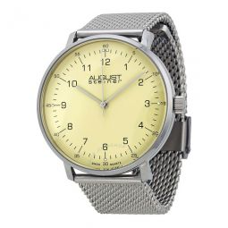 Cream Dial Stainless Steel Mesh Mens Watch