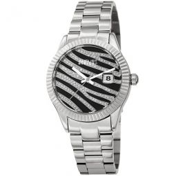 Quartz Black & Silver Zebra Pattern Dial Ladies Watch
