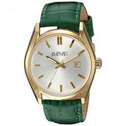 Silver Dial Green Leather Ladies Watch