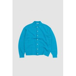 Shetland Wool Cashmere Knit Cardigan - Turquoise Blue
