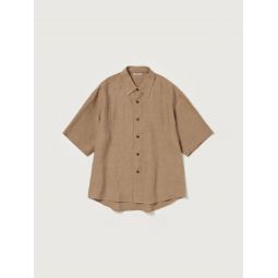 Linen Silk Tweed Half Sleeved Shirt - Brown