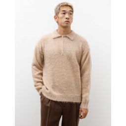 Brushed Super Kid Mohair Polo - Beige