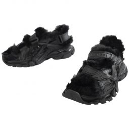 fake fur Track sandal - black