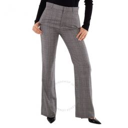Ladies Black Flared Checked Trousers, Brand Size 34 (US Size 4)