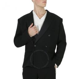 Black Cristobal Double-Breasted Blazer Jacket, Brand Size 46 (US Size 36)