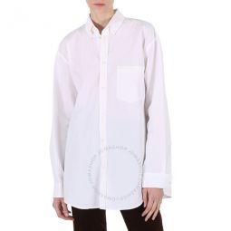 White Button-Down Large Fit Cotton Shirt, Brand Size 34 (US Size 0)