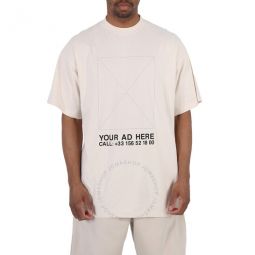 Chalky White Oversized Logo Cotton T-Shirt, Brand Size 2 (Medium)