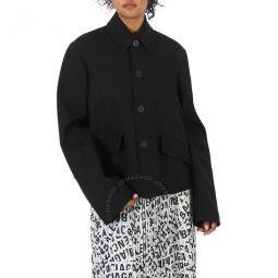 Black Deconstructed Wool Barathea Jacket, Brand Size 36 (US Size 2)