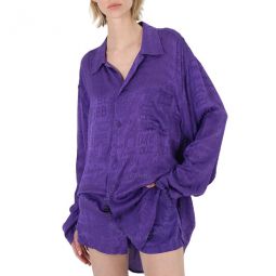 Violet Long-Sleeve Allover Logo Minimal Shirt, Brand Size 34 (US Size 0)