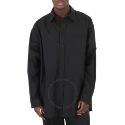 Mens Black Logo Large Fit Shirt, Brand Size 37 (US Size 14.5)