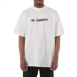 Off White Cotton No Comment Print T-Shirt, Size XX-Small