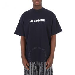 Marine Blue Cotton No Comment Print T-Shirt, Size XX-Small