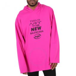 Lipstick Pink Logo Long-Sleeved Hooded T-Shirt, Size Small
