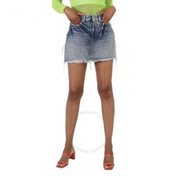 Ladies Blue Authentic Ring Trompe Loeil Denim Mini Skirt Shorts, Brand Size 34 (US Size 4))