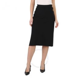 Ladies Black Bias Flared Midi Skirt, Brand Size 36 (US Size 6)