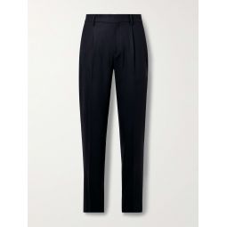Gazara Tapered Pleated Cotton-Blend Suit Trousers