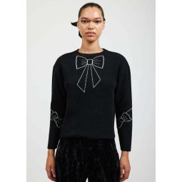 Batsheva Bow Jacquard Sweater - Black