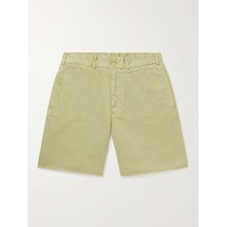 Wide-Leg Distressed Cotton-Gabardine Bermuda Shorts