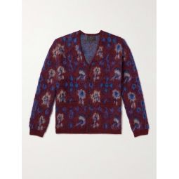 Floral-Jacquard Knitted Cardigan