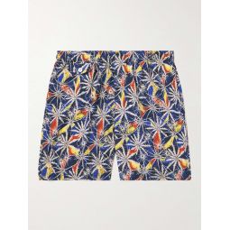 Straight-Leg Mid-Length Printed Shell Swim Shorts
