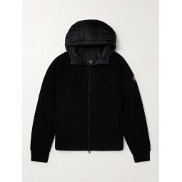 Anton Shell-Trimmed Ribbed Wool Hooded Cardigan