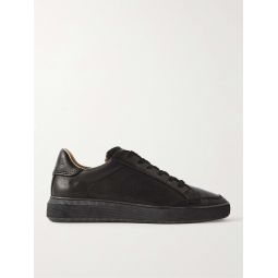 Track Logo-Perforated Leather Sneakers