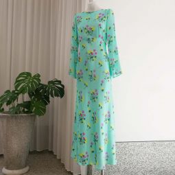 Jane L/S Dress - Floral Turquoise