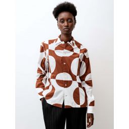 Duo Oval Patchwork LS Shirt - Brown/White