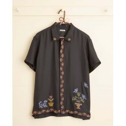 Garden Sampler Short Sleeve Shirt - black