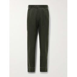 Shebha Slim-Leg Pleated Silk and Linen-Blend Twill Trousers