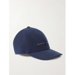 Logo-Embroidered Leather-Trimmed Cotton-Twill Baseball Cap