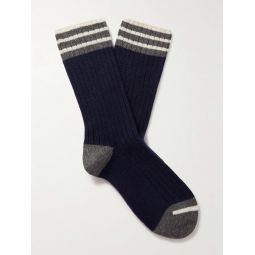 Striped Ribbed Cashmere Socks